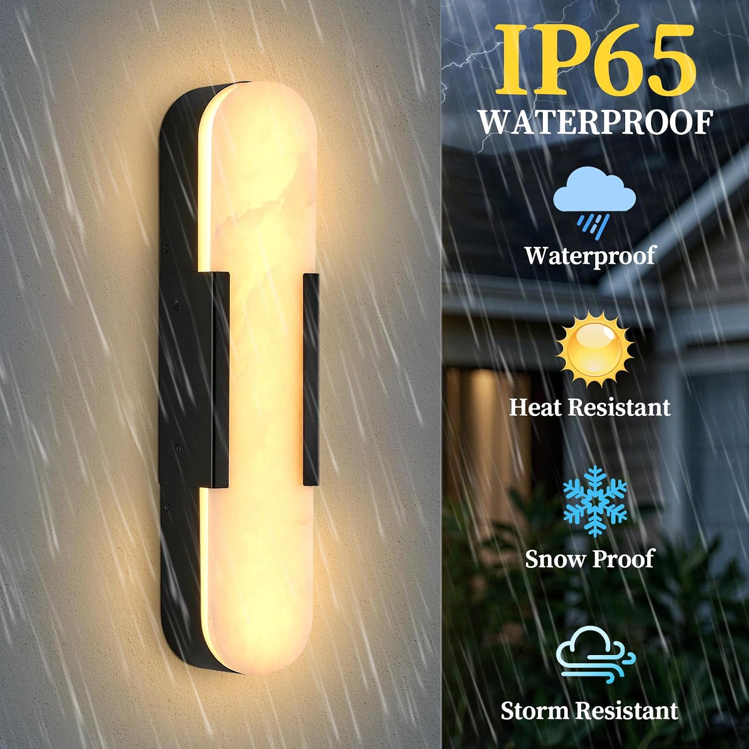 Natural Marble LED Wall Sconce Waterproof Light 25.5 Inch