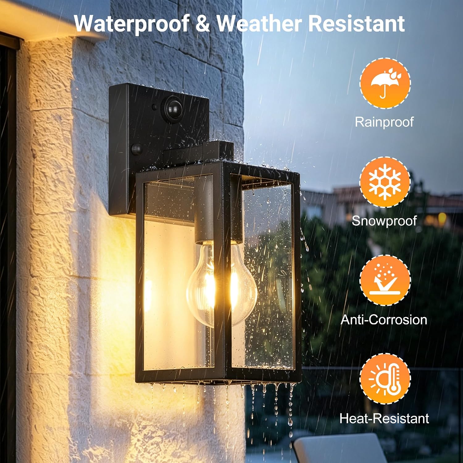 Motion Sensor Outdoor Wall Light 10.6 Inch Anti-Rust Porch Sconce