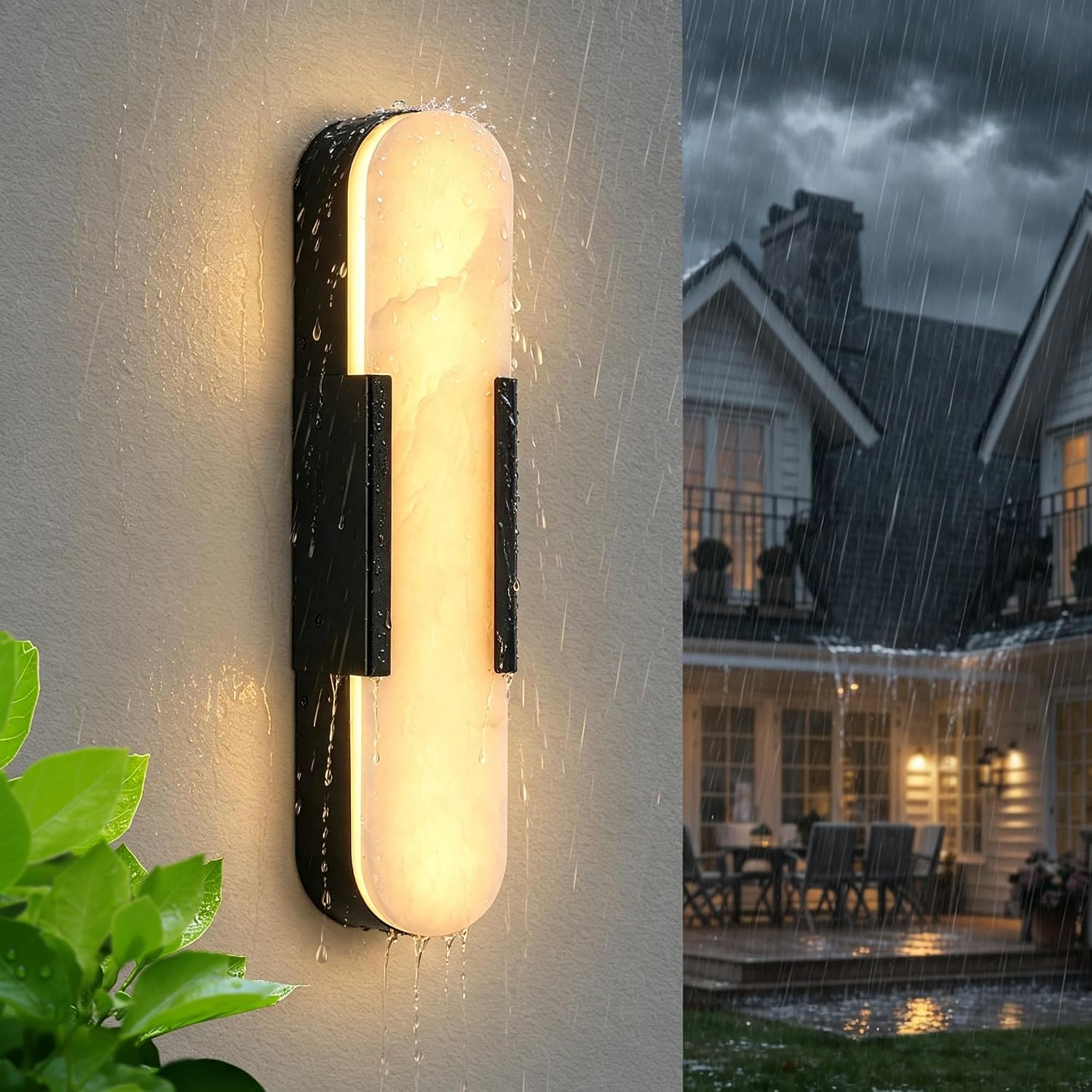 Natural Marble LED Wall Sconce Waterproof Light 25.5 Inch